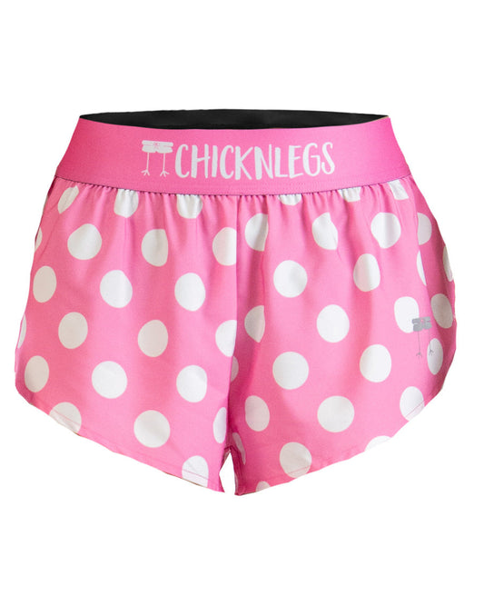 Women's Pink Polka Dot 1.5" Split Shorts